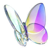 水晶蝴蝶透明彩色，透明蝴蝶摆件饰家居，婚庆装饰琉璃水晶工艺