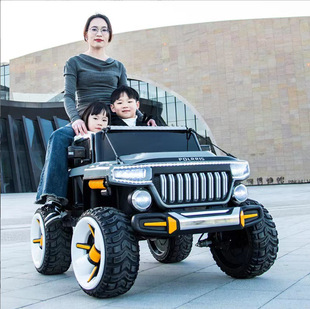 坦克儿童电动车越野车汽车四轮带遥控玩具车可坐大人亲子车童车