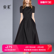 赫本风连衣裙2023夏季名媛，气质高贵礼服，小黑裙中长裙修身显瘦
