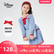 迪士尼童装女童毛线短裙套装纯棉秋装儿童洋气两件套时髦