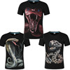 夏3D动物响尾蛇毒蛇潮摇滚重金属潮个性半袖男装宽松大码短袖T恤