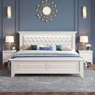 美式实木床1.8米双人床1.5米卧室现代简约公主床轻奢主卧婚床