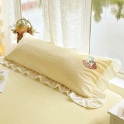 速发毛巾刺绣 牛奶绒双人枕套 加厚纯色珊瑚法兰绒长款枕芯套大枕