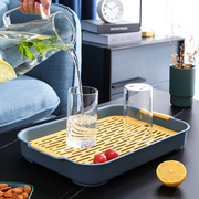 水杯子沥水盘家用客厅，双层托盘长方形茶盘，水果盘塑料创意沥水篮架