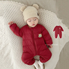 宝宝过年拜年衣服冬季加厚抱服保暖白鸭绒(白鸭绒)外出连体衣婴儿羽绒服