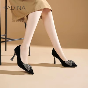 KL231578卡迪娜2023秋季细跟高跟尖头蝴蝶结时尚优雅舒适单鞋