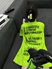 荧光绿街头潮牌短袖，t恤女夏季2024宽松中长款百搭设计感上衣