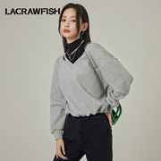 LA CRAWFISH美式复古宽松加绒卫衣无袖高领针织背心两件套装女