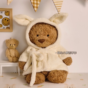 巴塞罗那熊衣服(熊衣服，)泰迪熊娃衣玩偶衣服，巴塞罗熊兔耳朵睡衣
