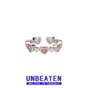 unbeaten粉色爱心开口戒指女小众，设计高级感时尚个性食指甜酷指环