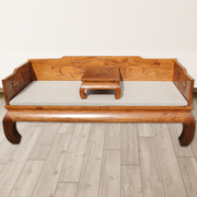 新中式老榆木实木罗汉床中式原木床榻明清仿古家具雕花沙发