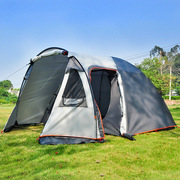 户外露营家庭式3-4人帐篷双层野营帐篷，一室一厅防雨帐篷