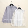 41114日本单~纯色假两件宽松圆领雪纺拼接长袖，衬衫衬衣上衣女0.23