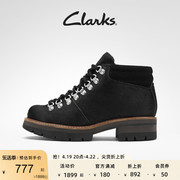 Clarks其乐女鞋冬季潮流时尚复古厚底系带及踝靴齿轮鞋时装靴女
