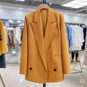 橘橙色西装外套女2023年秋季韩版通勤气质时尚春秋外套小西服