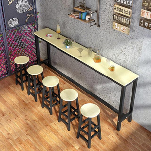 急速窄边桌靠墙简易吧台桌，商用家用长条桌奶茶店桌椅组合高脚