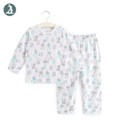 竹纤维睡衣宝宝套装，婴儿内衣薄款长袖空调，服夏季家居服幼儿