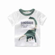 亲子装中小童韩版短袖T恤夏季男童时尚恐龙上衣