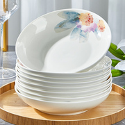 盘子菜盘家用2024盘子碗套装加厚陶瓷圆形8寸深盘方盘6个组合