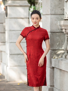 绿色旗袍2024年改良复古中国风长款高端气质民国老上海连衣裙