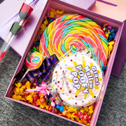 七彩棒棒糖礼盒装超大棉花糖心形棒棒糖500g超大创意意情人节礼物
