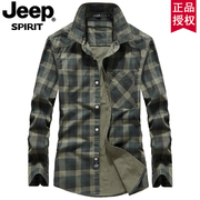 jeep吉普秋季长袖衬衫，男士薄款宽松全棉，格子衬衣春装纯棉工装寸衫
