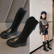 女童鞋儿童马丁靴长靴子，2023秋冬季长筒高筒，皮靴加绒公主棉鞋