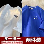 2024夏季新款情侣短袖t恤男女潮牌原宿风半袖ins宽松圆领印花上衣