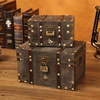 复古木质隐私桌面，收纳盒带锁储物盒钥匙密码盒子，小箱子木盒百宝箱