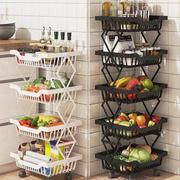 厨房可折叠水果蔬菜置物架果蔬零食收纳架落地可移动多层放菜架子