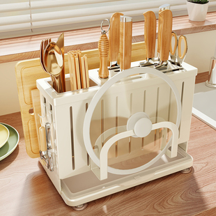 厨房架筷子笼置物架家用多功能台面砧板架放菜板具一体收纳架