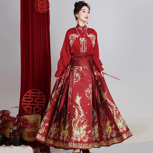 新中式马面裙套装女妆花，汉服敬酒服国风红色，婚服搭配的上衣春季款