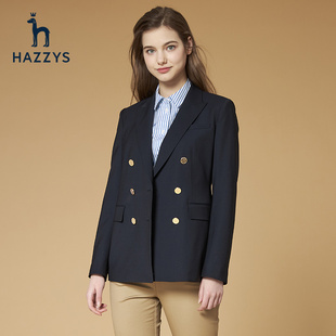 Hazzys哈吉斯2021女士休闲单西韩版长袖外套女气质秋季西装潮