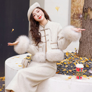 新中式白鸭绒羽绒服套装女2023冬季外套小香名媛风