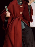新中式轻国风红色毛呢外套，秋冬季女装，圣诞新年战袍中长款呢子大衣
