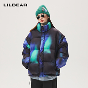 LILBEAR男士羽绒服极光印花冬季防寒外套可拆卸袖保暖衣服潮