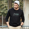 jeep吉普24秋季大logo圆领男装，长袖t恤上衣打底衫字母欧美棉