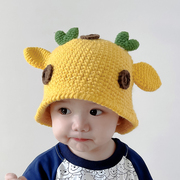 儿童帽子秋冬季可爱超萌宝宝毛线，帽手工针织，男童女童渔夫帽保暖帽