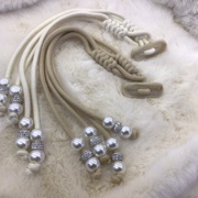 新国风珍珠带钻长款金刚结蛇结手工盘扣编织定制女装外套装饰