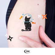 想自由黑色猫猫可爱小猫，鱼缸手绘纹身贴手臂小动物潮流买一送一