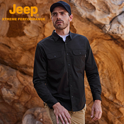 jeep吉普休闲衬衫男长袖户外运动夹克衫，多袋工装水洗纯棉男外套潮