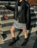 财神god韩国黑色皮衣短外套女2024春装时尚，复古气质pu皮夹克上衣