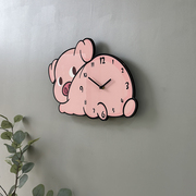 可爱创意个性小猪时钟餐厅卧室客厅家用装饰钟表现代简约卡通挂钟