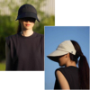 upf50+女士空顶遮阳帽，防紫外线空顶帽纯色，鸭舌帽扎马尾渔夫帽