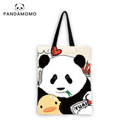 pandamomo大熊猫提袋原创卡通可爱春季环保布包，单肩包学生渝爱