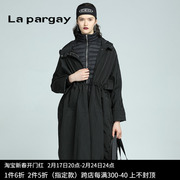 lapargay纳帕佳2023秋冬女装，黑白色中长款羽绒服大衣外套上衣