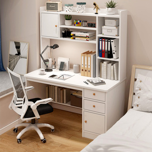 家用书桌书架一体桌带书柜，卧室写字桌学生，家用学习桌子台式电脑桌