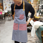 韩版牛仔围裙美发技师烫染工服，美甲咖啡倌烘焙厨房男女工作围裙