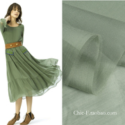 夏季 松绿色薄丝棉 环保天然材质高级感 时尚色 连衣裙汉服布