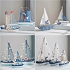 地中海风格创意家居装饰摆设木质，帆船模型小摆件手工艺木船小船